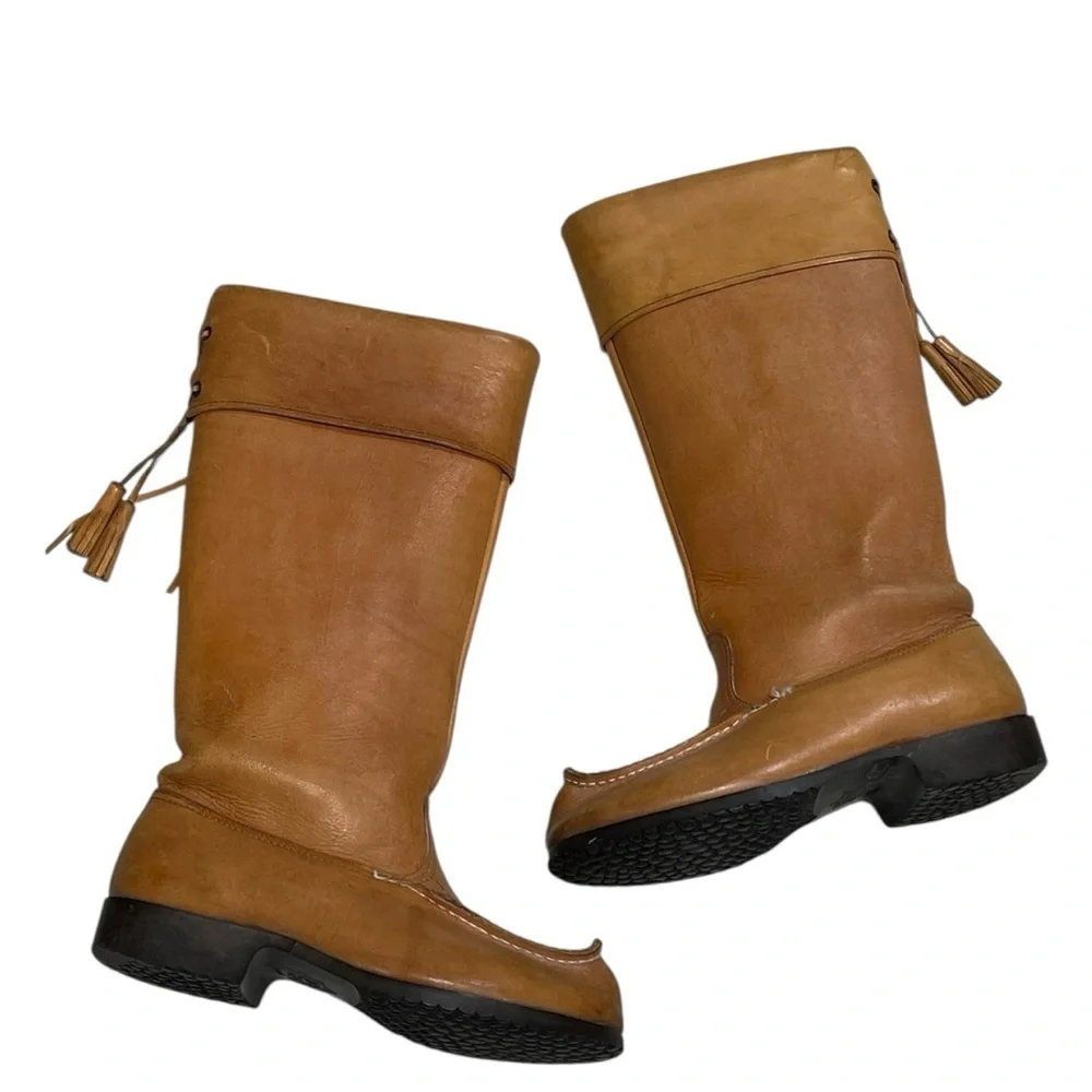 KERO Tan Reindeer Leather Knee-High Boots Sweden Scandinavian Size 39